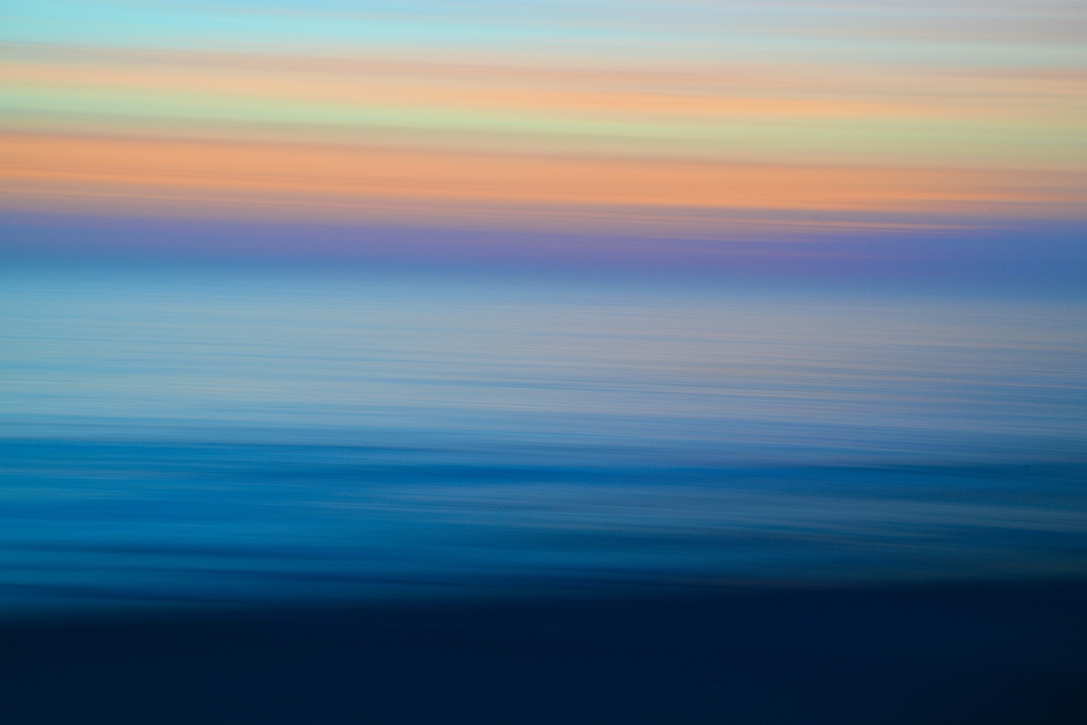 Abstract ocean horizon in deep blue, turquoise, and coral